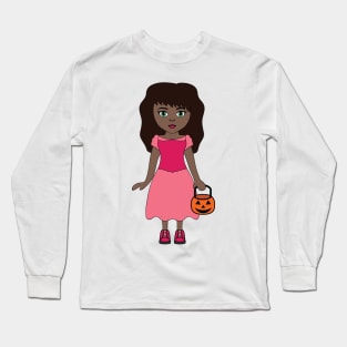 Pink Princess 3 Halloween Girl Sticker Long Sleeve T-Shirt